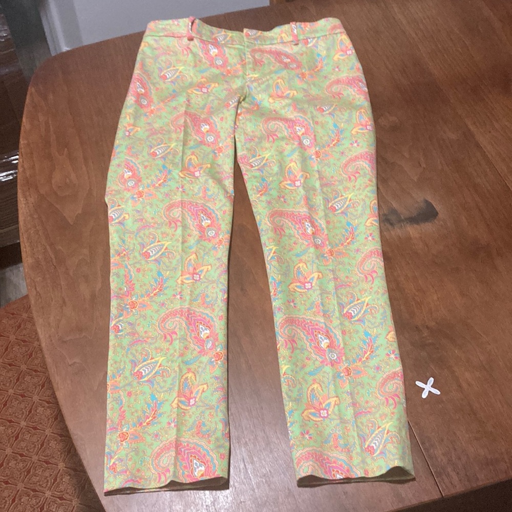 Lauren Ralph Lauren lime green pink paisley pants 4P - Picture 2 of 9